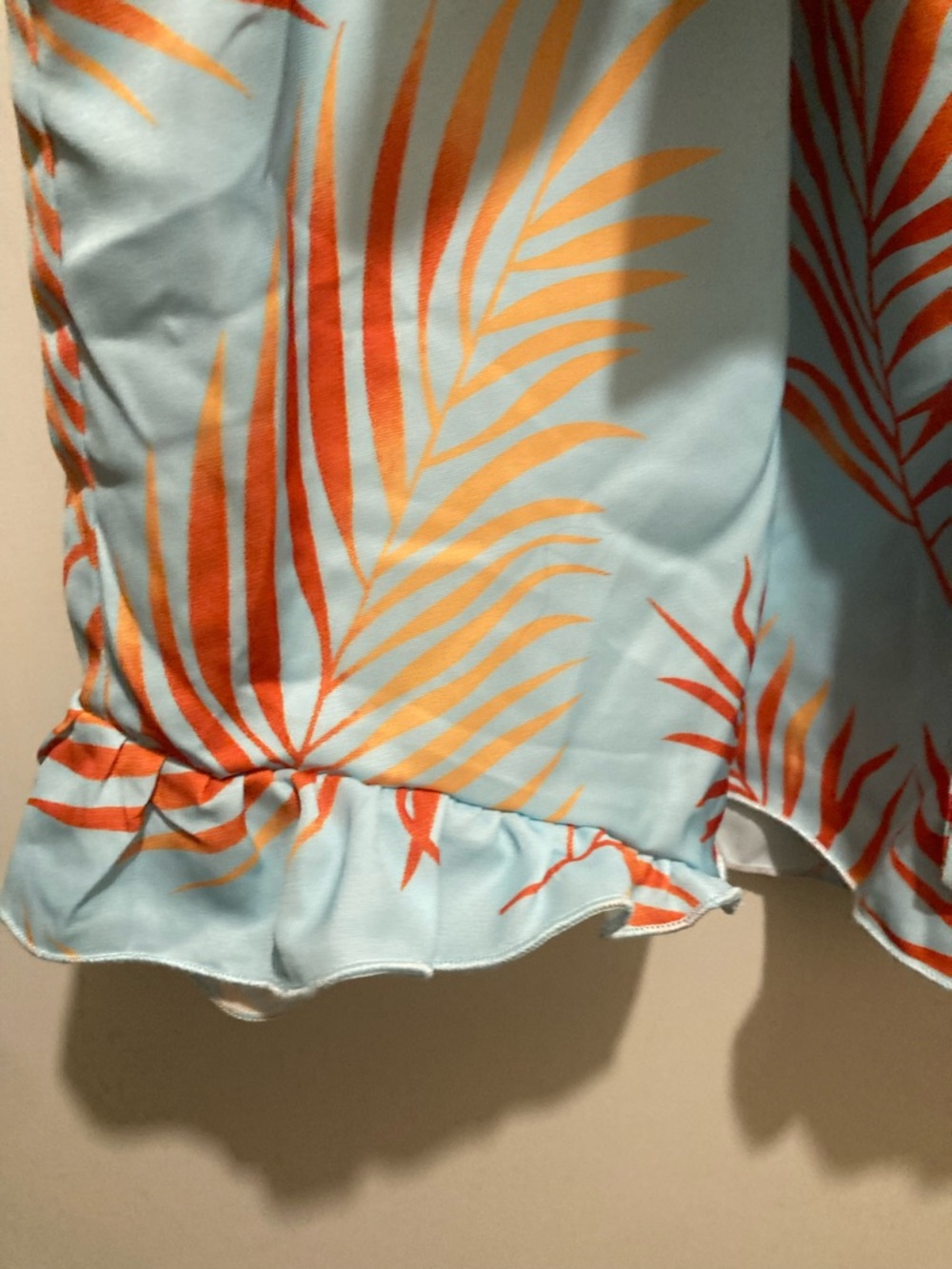 CUPSHE Light Blue Tropical Palm Wrap Romper with Orange Leaves - Picture 7 of 10